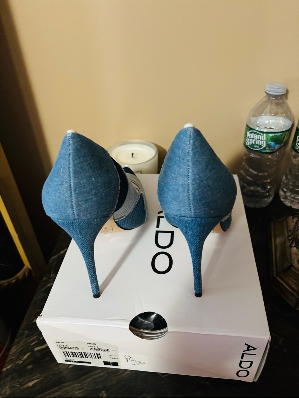 Next - ALDO Women's Two-Tone Denim Pointed Toe Pumps - Blue - Picture 3 of 4
